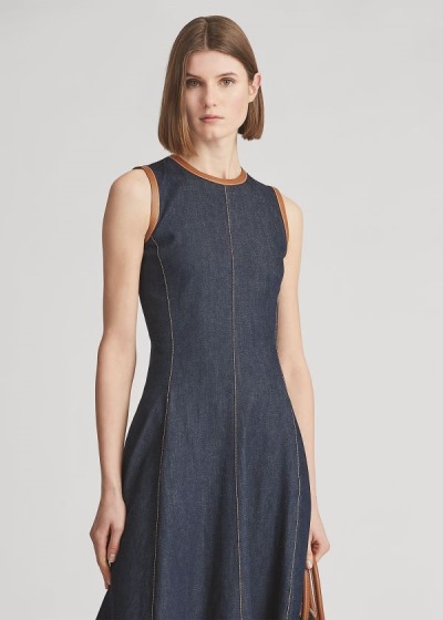 Women's Ralph Lauren Pauline Denim Dresses | 165384MZK